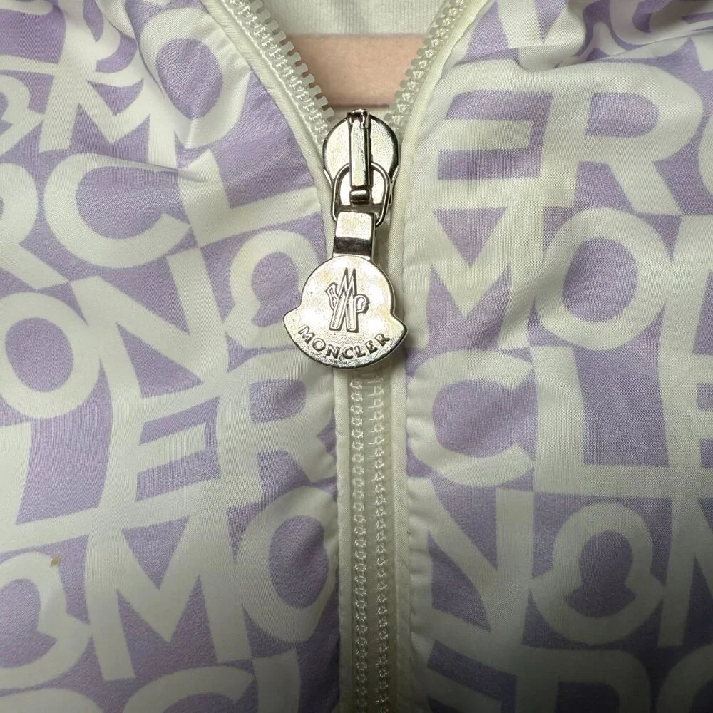 Moncler Kids Girls Logo Hooded Jacket – Size 3A (Toddler) – Lilac/White - Picture 5 of 12